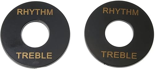 Miniatura 1 de RLECS 2 placas autoadhesivas para interruptor de guitarra, arandela LP, anillo agudo, para pastilla de guitarra eléctrica, ritmoagudos, color negro