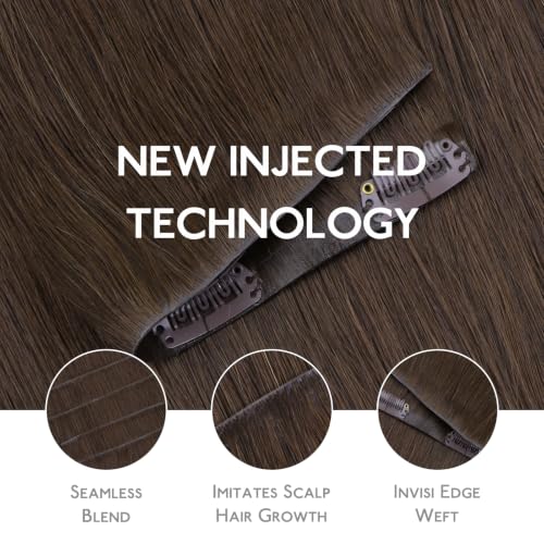 Image of WENNALIFE Invisible Edge Seamless Clip in Hair Extensions Real Human Hair