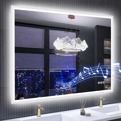 SBAGNO 36''x28'' LED Bathroom Mirror with Lights, Bathroom Vanity Wall Mirror with Bluetooth,...