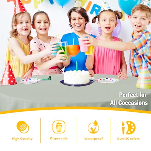 Image of Exquisite Sage Round Plastic Table Cloth Disposable 6 Pack - 84 Inch Round Tablecloth for Tables up to 6 Foot - Waterproof Table Cover for Party Wedding Birthday Graduation BBQ Catering