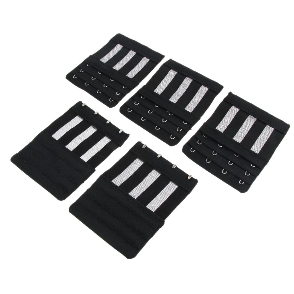 snappsy 5X Flexible Womens Bra Extender 4 Hook 3 Rows Bra Extension Underwear Straps Black-picture-12