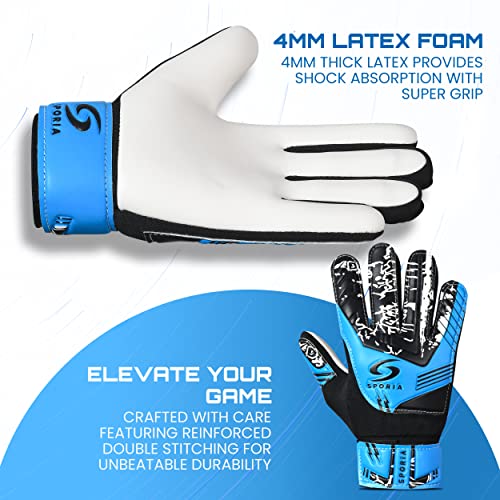 Sporia Soccer Goalie Gloves Youth Goalie Gloves With Double Wrist Protection | Soccer Gloves For Kids Non-Slip Latex Material | Kids Goalie Gloves Soccer Adult | Soccer Goalkeeper Gloves Super Grip #TOP3