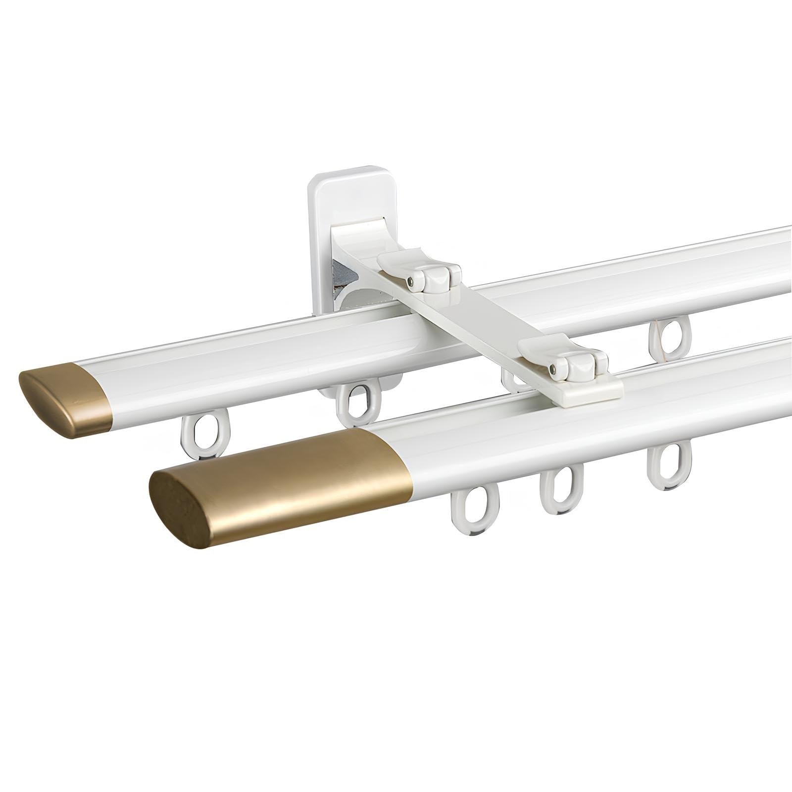 Gleitschiene Vorhangstange, Wandmontierte Vorhangschiene Aus Aluminiumlegierung, Doppel-Gardinenstange Für Für Vorhänge Fenster Balkon Büros Hotels Kliniken(White,600cm/19.6ft(4 * 150))
