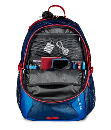 Image of JanSport 32L Agave Hiking Backpack - 15 Inch Laptop Sleeve, Navy | Daypack with Universal 3L Hydration System or 15 Inch Laptop Sleeve, Ideal for Hiking and Traveling