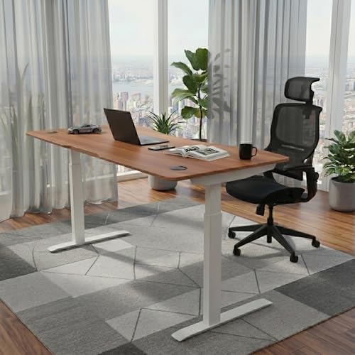 Image of ApexDesk Elite Pro Series Electric Height Adjustable Stand up Desk, Sit Stand Home Office Desk, Computer Desk (RED Apple, 60 inch)