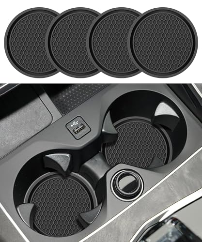 Flaconi 4 Piezas para Coche,Inserto para Portavasos De Coche,Posavasos para Portavasos,Accesorios Interiores para Coche,Posavasos para Taza De Coche(Negro)