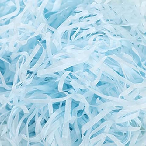 100 Carat Grass Gift Filling Paper Filament, Grass Craft Shredded Tissue for Basket Filling, Gift Decoration Gift Box Filling DIY Gift Wrapping and Party Supplies Accessories (Light Blue) Cover