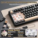 YUNZII B98 PRO QMK/VIA Bezprzewodowa Klawiatura Mechaniczna do Gier, 96% Układ z Klawiaturą Numeryczną i Uroczą Kocią Gałką, BT/2.4G/USB-C (Czarny, Candy Linear Switch)