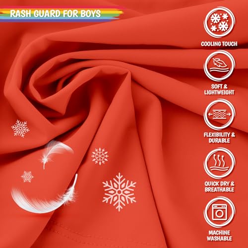 Image of Boy's UPF 50 Rash Guard Swim Shirts Short Sleeve Sun Protection SPF Fishing Surfing Water Beach Shirts Quick Dry