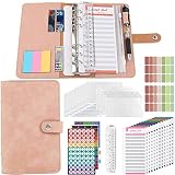 Budget Planner Zubehör Budget Binder A6-Umschlagmethode Ringbuch A6 Haushaltsbuch mit Geldfächer Finanzplaner Sparchallenge Budgetplaner Money Organizer Cash Stuffing Set Geschenke für Haushaltsplaner