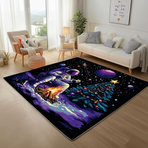 Tapis de salon astronaute 160x230 cm lavable et antidérapant