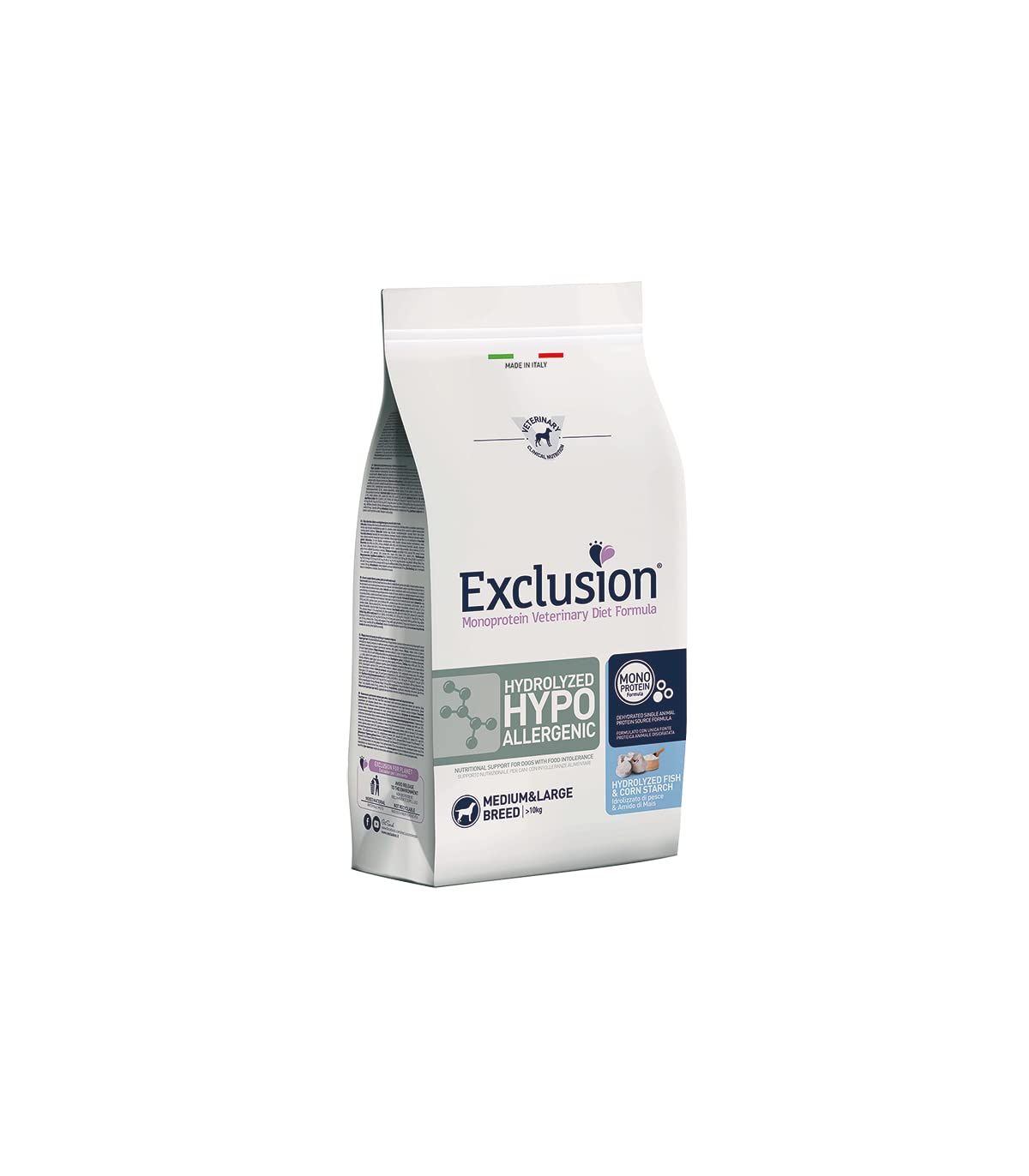 Exclusion Dog Diet Hydrolyzed Hypo Fish And Corn Starch M/​L Cf. 2 Kg