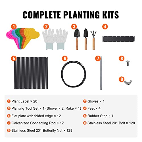 Vevor Raised Garden Bed Kit, 8X4X2Ft Large Metal Raised Planter Box Garden Beds Outdoor For Vegetables Flowers And Herbs With Open Bottom And Planting Tools, Dark Grey #TOP5