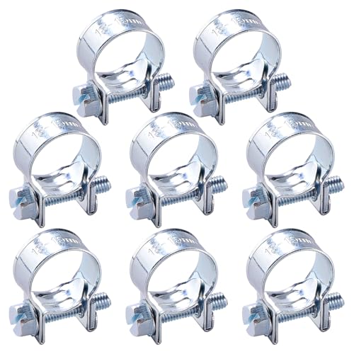 YYIGVMO 8 Pezzi 13-15 mm Mini Fascette Stringitubo, Fascette per Tubi di Iniezione di Carburante Zincate, Regolabile Fascette Stringitubo, per Tubo del Carburante, Tubo di Scarico
