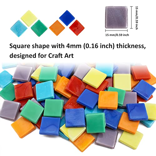 Wq Warmqing 200G 15X15Mm Square Mosaic Tiles For Crafts Bulk, 0.59'' Assorted Color Mosaic Glass Pieces, Mosaic Mural Pattern For Artwork, Mosaic Making Supplies #TOP3