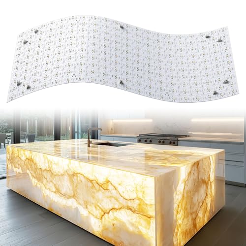 Lichaser 4 Pack LED Backlight Sheet Warm White 3000K 24V 36W, Dimmable LED Panel Sheet Work with Alexa, Flexible Backlit Light Remote & APP Control, 19.7X9.7 Inch for Marble, Onyx, Quartz Countertop