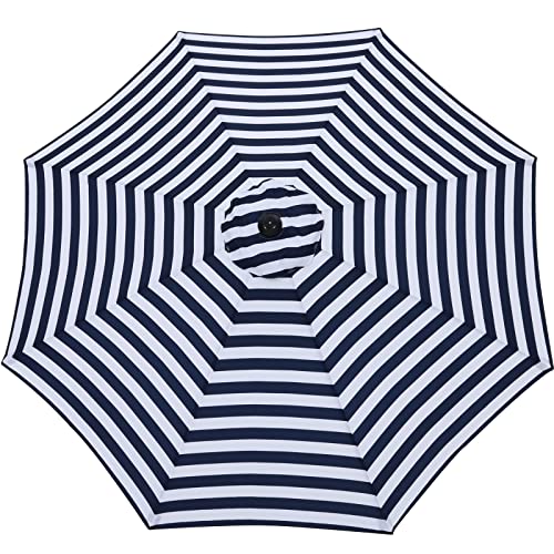 Image of MASTERCANOPY Patio Umbrella 9 ft Replacement Canopy for 8 Ribs-Navy Blue&White Canopy Only