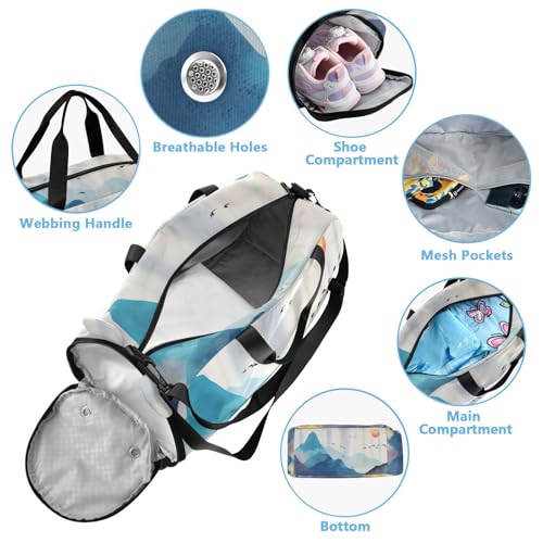 Misty Forest Mountain Kids Overnight Duffle Bag,Gymnastics Sports Dance Bag with Shoe Compartment & Wet Pocket, Travel Weekender Tote for Boys & Girls4