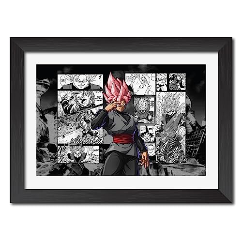 Image of TenorArts Black Goku Poster Dragon Ball Z Anime Posters Laminated Photo Frame Painting with Matt Finish Black Textures (12inches x 9inches)