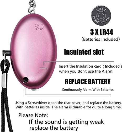 Personal safety Keychain140DB Police Approved. Personal Security Alarm,Keychain LED Light,Defence Panic Rape Attack Small Personal Safety Alarms Women Kids, Students and Night Walkers. (Rose) (140db)