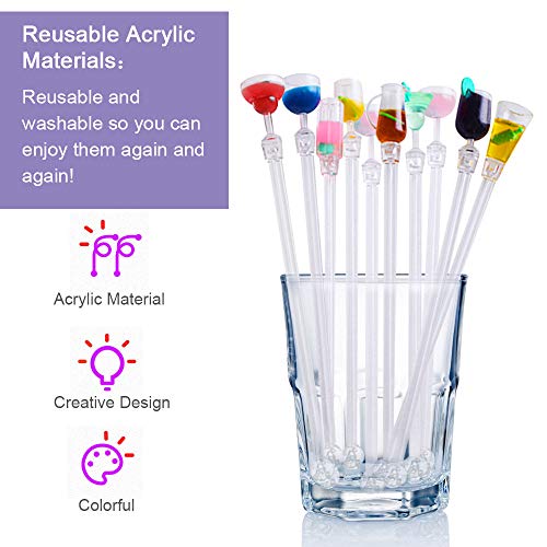 XAVSWRDE 10 STKS Cocktail Roerders Swizzle Sticks Muddler Tropische Chic Cocktail Mixer Roeren Sticks Acryl Kleurrijke… - Afbeelding 6