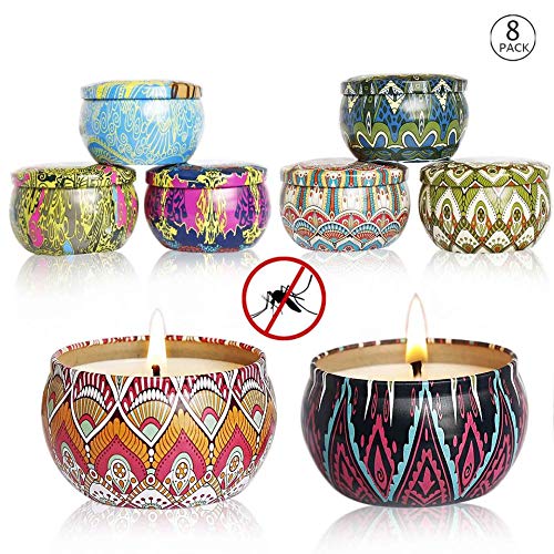 YIHANG Citronella Scented Candles Set 8 Natural Soy Wax Travel Tin 2.5oz, Outdoor