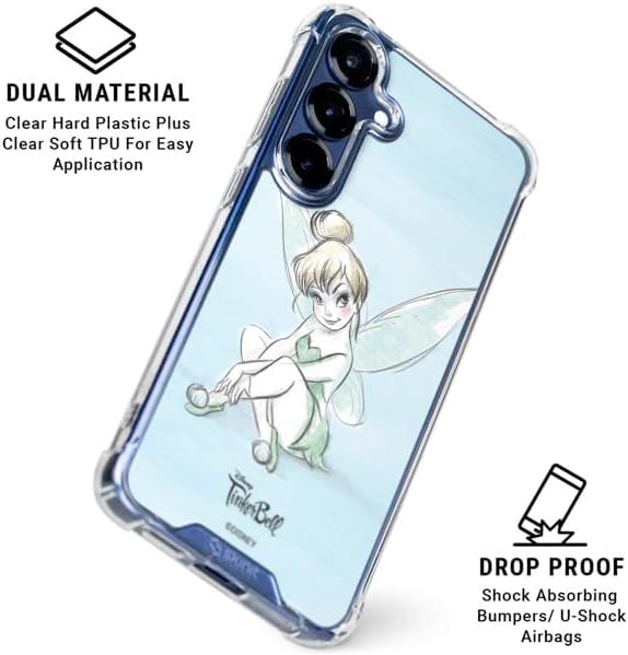 Skinit Clear Phone Case Compatible with Galaxy S25 Plus - Officially Licensed Disney Tinker Bell Sketch Art Design
