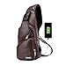 Produktbild Pawaca Herren Sling Schultertasche, PU-Leder Outdoor-Brusttasche mit USB-Port Casual Umhängetasche Satchel Rucksack für Herren Business, Wandern, Reisen