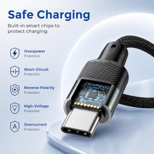 Image of Verilux 240W PD 3.1 USB C to USB C Cable 6FT Snap On Charging Cord