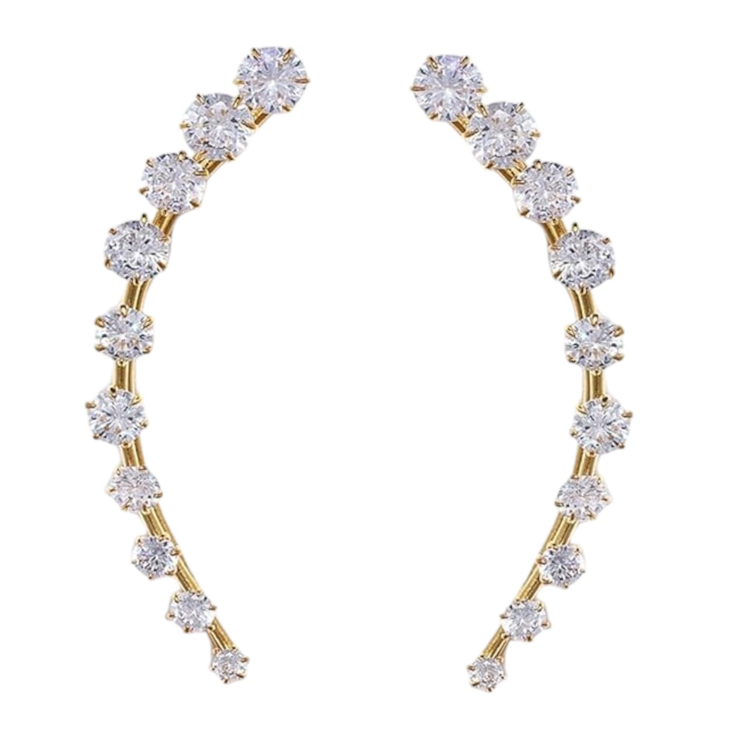 JWELLA Gold Plated Delicate Light Weight Clip On Closure Ear Cuffs Earrings Embellished with American Diamonds for Women and Girls Pack of 1 Pair (B0DC6RV1KR) Amazon Price History, Amazon Price Tracker