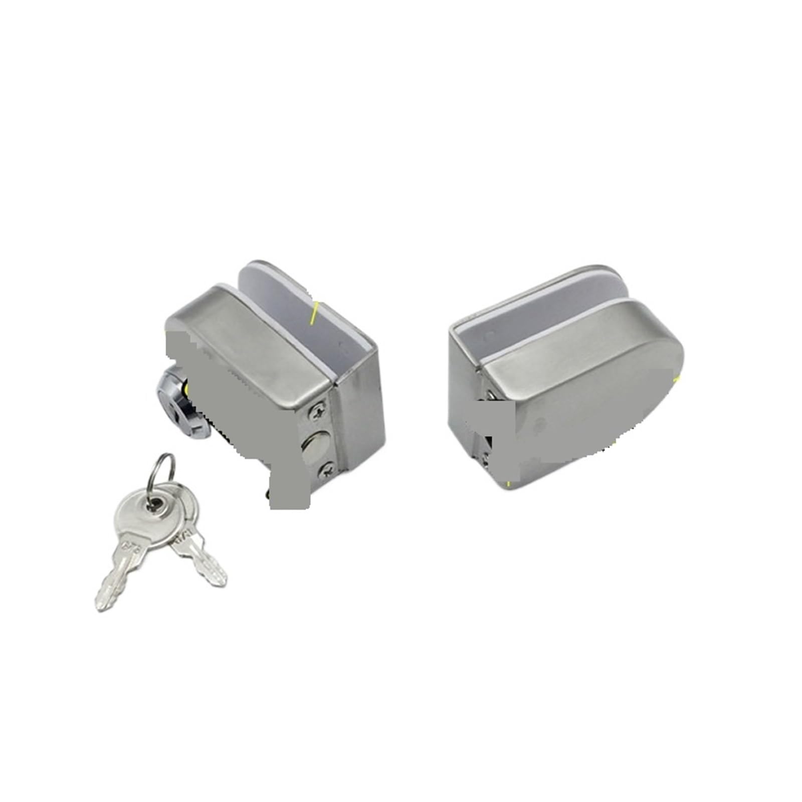 Cerradura Cristal Pestillo de cerradura puerta vidrio acero inoxidable con llave for simple o doble, sin marco fácil instalar(Small-double)