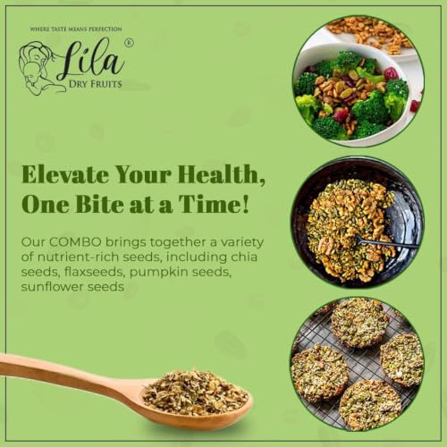 Image of LILA DRY FRUITS Pumpkin Sunflower Basil Chia Flax Seeds Combo Pack 100g x 5