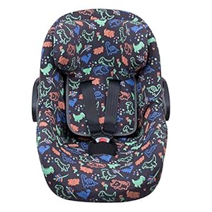 JYOKO KIDS Bezug für Autositz kompatibel mit Pég Perego Primo Viaggio, Uppababy Mesa GO, aus Baumwolle (HAPPY DINO)
