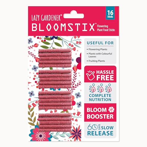 Image of Lazy Gardener Bloomstix Organic Fertilizer Sticks for Flowering Plants | Plant Food for Healthy House Plants | Magic Stick for Indoor & Outdoor Plant Growth (Pack of 16)