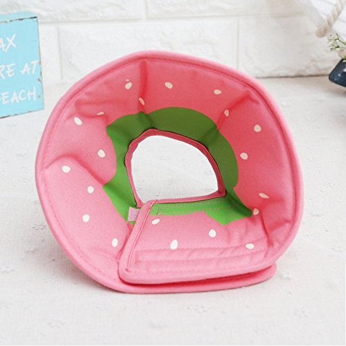 Stock ShowStock Show 1Pc Pet Dog Recovery Collar, Cotton Wound Healing Protective Cone Elizabethan Collar for Puppy Cat, Pink Strawberry