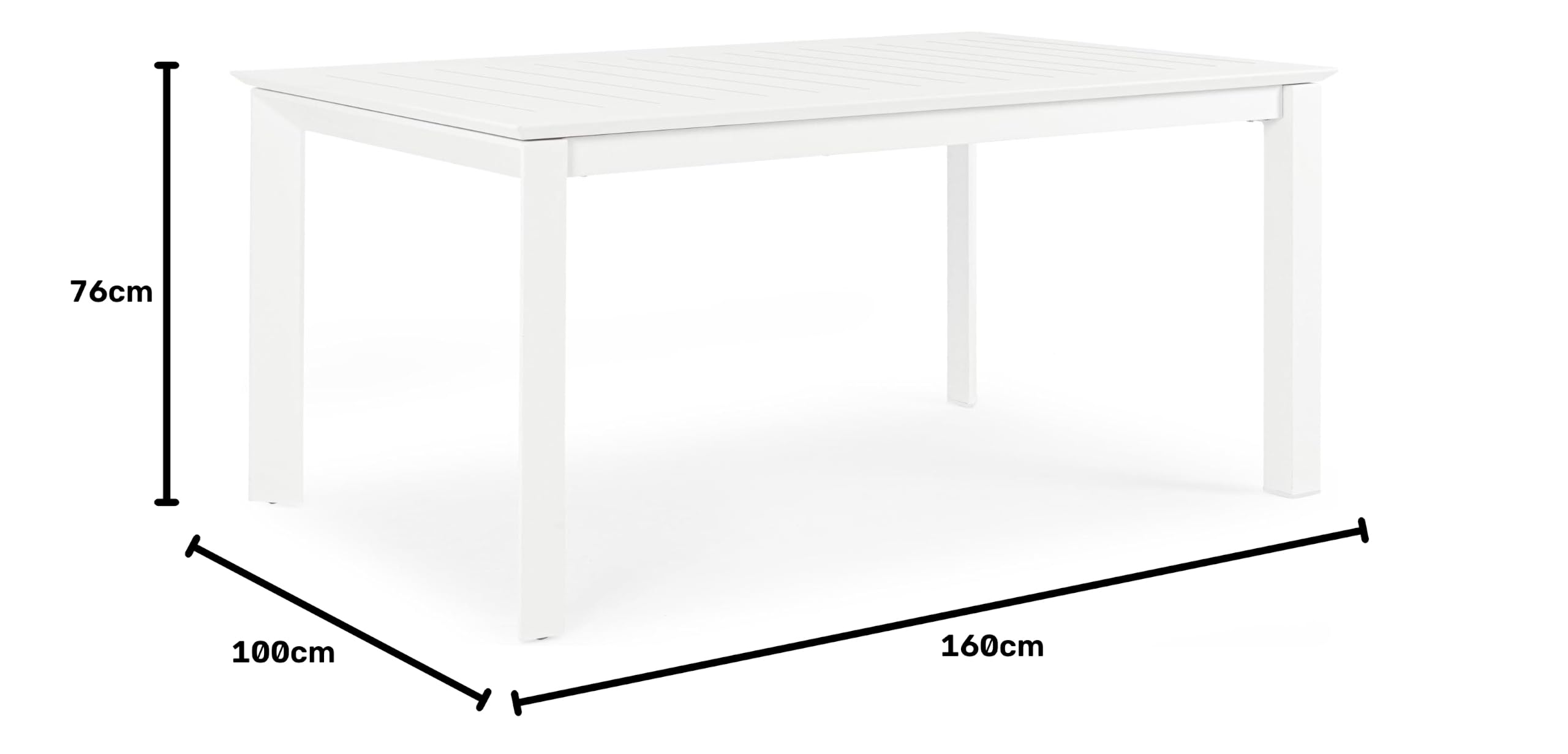 Totò Piccinni Tavolo LINOSA Allungabile in alluminio rettangolare ideale per giardino con piano a doghe dal design moderno (Bianco, Tavolo 160/240x100x76)