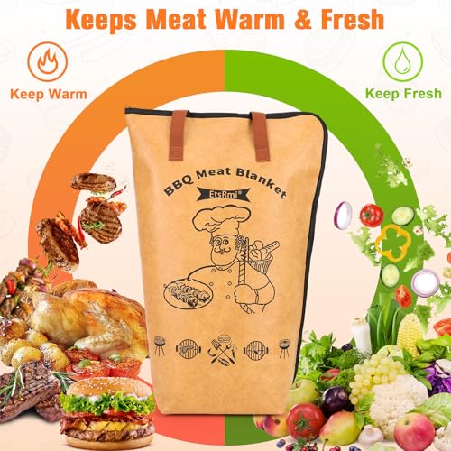 Image of BBQ Blanket for Resting Meat - 5-Layer Insulated Brisket Blanket & Meat Resting Bag, Keeps Brisket, Turkey, Pork Shoulder & Ribs Juicy, Smoker Grill Accessories & BBQ Gifts for Men, Dads -- Brown