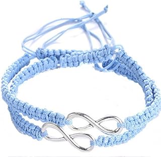 Shlonger 2Pcs Women Men Handmade Infinity Forever Lovers Friendship Family Braided Couple Cuff Link Strentch Bracelets