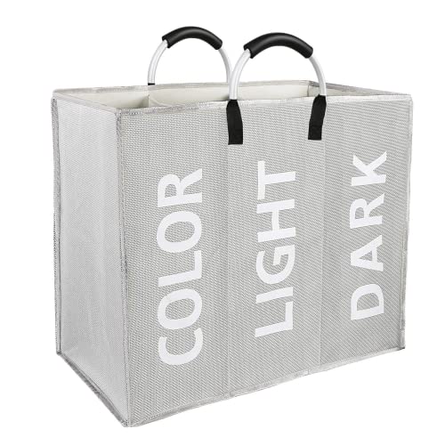Vegena Faltbarer Stoff Wäschekorb mit Aluminium-Griff, Wäschesammler 3...