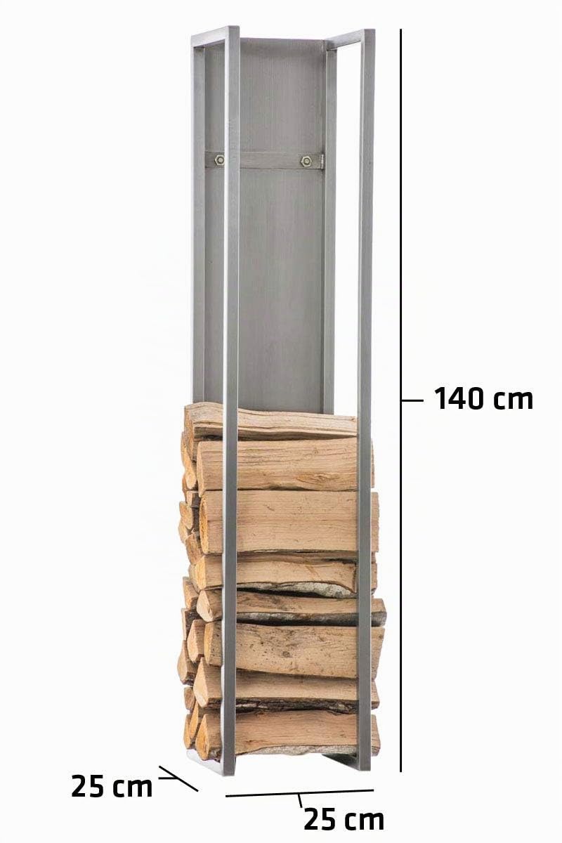 CLP Estantería Interior para Leńa Spark I Estantería De Almacenamiento para Leńa I Soporte De Almacenamiento En Acero Inoxidable o Metal I, Color:Negro/Mate, Tamańo:80 cm