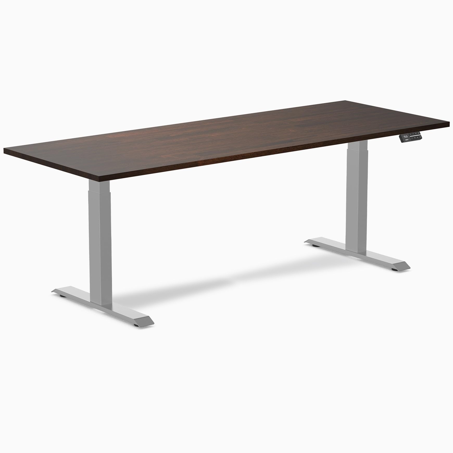 Desky Dual Rubberwood Sit Stand Desk Dark Walnut 80" Gray