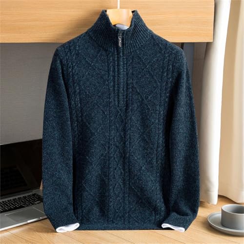 Kelsiop Fashion Winter Cashmere Men's Half High Zipper Thickened Knitwear High End Sweater Plus Size4