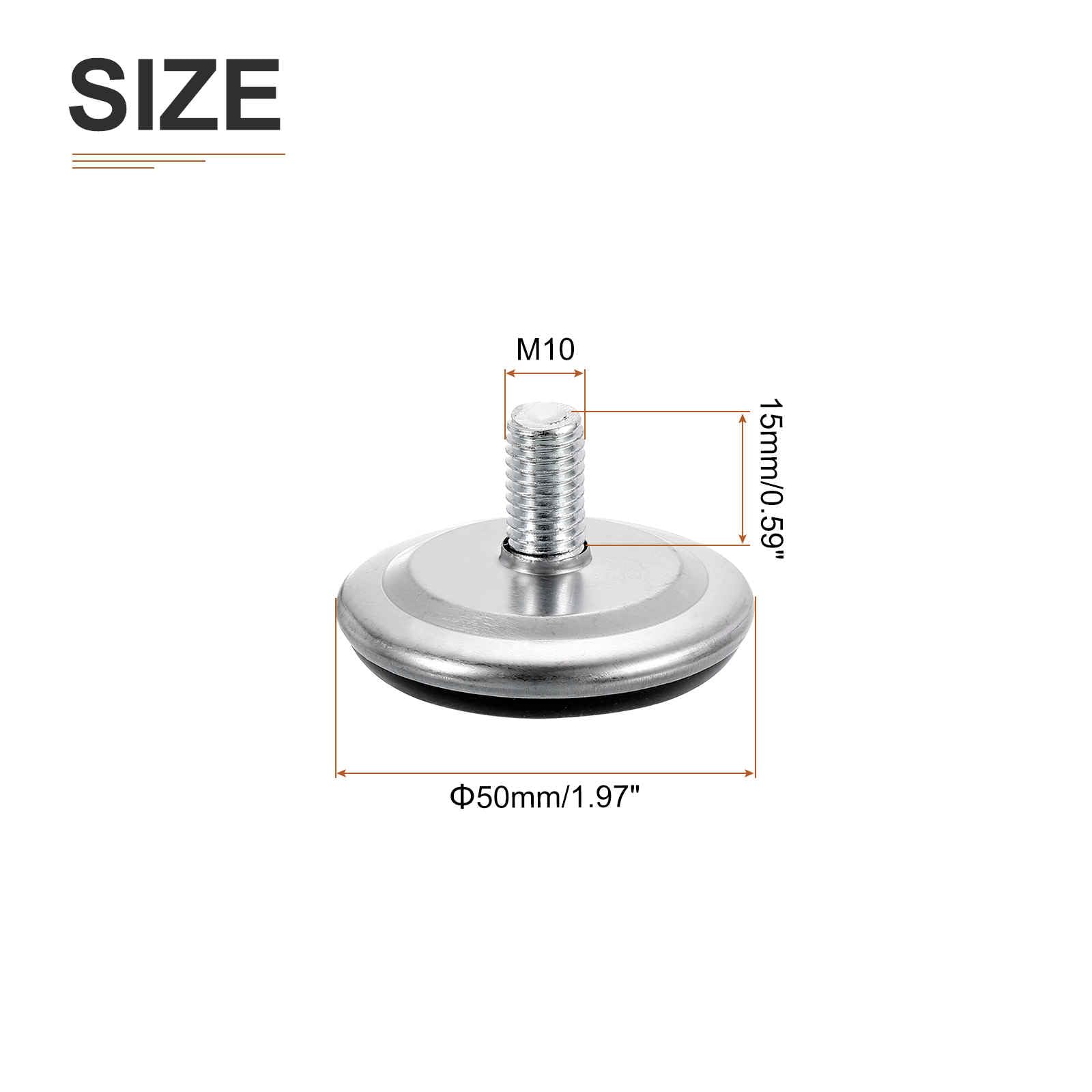 DTGN M10x15x50mm(DxLxOD) Screw on Furniture Glide Leveling Feet, 10Pack, Good for Furniture - Image 2