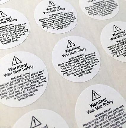 PrintMe123 35 wax melt usage safety stickers - required by law (medium, 37mm circles)