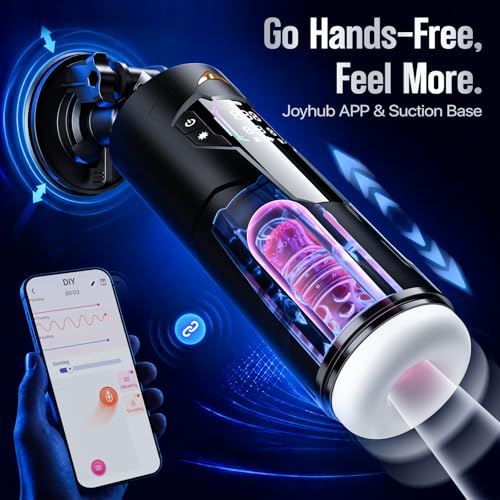 Image of Uoffile Sex Toys for Men Male Masturbator - AI APP Pocket Pussy with 8 Sucking & Thrusting & Vibrating Mens Sex Toy, Adult Toys Penis Pump Male Stroker, Sex Machine LCD Display & Suction Base