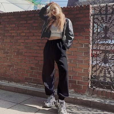 XIANRENGE Pantaloni Sportivi da Jogging Pantaloni Larghi da Donna Pantaloni  Sportivi Grigi Pantaloni Neri KPOP Pantaloni Larghi da Donna Stile Coreano  Casual Hi : Amazon.it: Abbigliamento