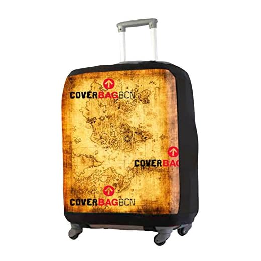 Funda Protectora de Maleta con Ruedas Modelo Mapa Antiguo (Mediano - Maletas Entre 50-60 cm)