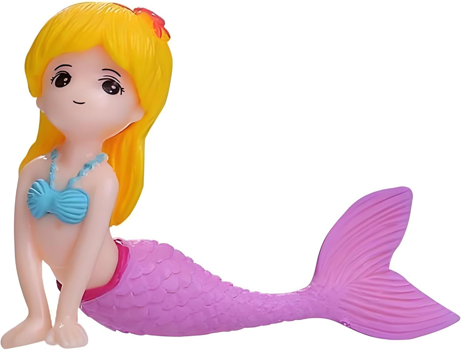 Zcccc Pink Mermaid Figurine Aquarium Ornament, Plastic Fish Tank Decor, Mini Micro Landscape Accessory for Terrariums and Fairy Gardens