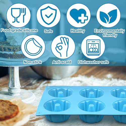 image for Palksky Mini Fluted Tube Pan Silicone 6-Cavity(3PCS), Multi-Cavity sma