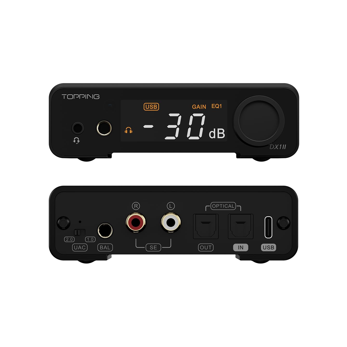 TOPPING DX1 II DAC & Amplificatore per cuffie ES9039Q2M, chip DAC con uscita/ingresso ottico, modalità preamplificatore, uscita linea bilanciata, amplificatore per cuffie completamente bilanciato